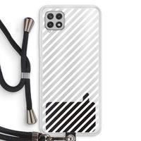 Strepen zwart-wit: Samsung Galaxy A22 4G Transparant Hoesje met koord