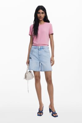 Jeans bermuda met bloem - BLUE - 38