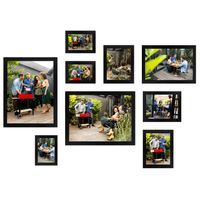 HAES DECO - Collage set 9 houten fotolijsten Paris zwart - SP001901-9