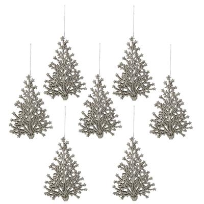 Decoris kerstboom hangers - 6x - champagne glitters - 15 cm - kerst ornamenten - Kunststof Decoris kerstboom hangers - 6x - champagne glitters - 15 cm - kerst ornamenten - Kunststof