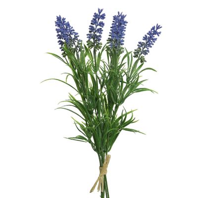 Lavendel kunstplant/boeket - met strik - 8 x 10 x 21 cm