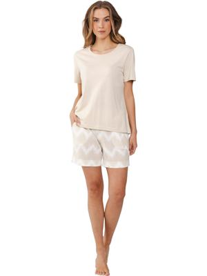 Duurzame shortama beige zigzag