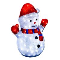 Kerstverlichting figuur - sneeuwpop - H48 cm - 90 led lampjes - solar - voor buiten