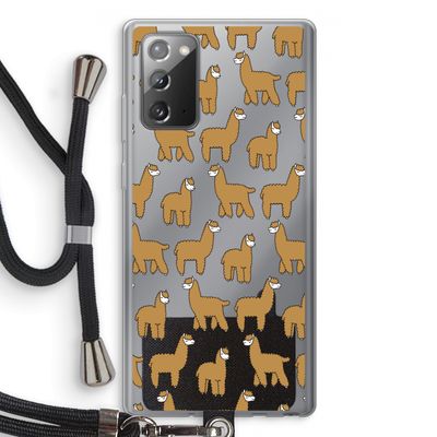 Alpacas: Samsung Galaxy Note 20 / Note 20 5G Transparant Hoesje met koord