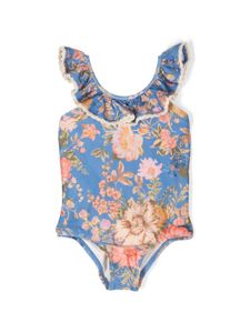 ZIMMERMANN Kids maillot de bain volanté August à fleurs - Bleu