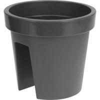 Kunststof balkon plantenpot/bloempot - antraciet - 28 x 25 cm - Reling