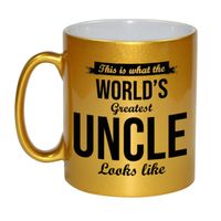 Gouden Worlds Greatest Uncle / oom cadeau koffiemok / theebeker 330 ml - thumbnail