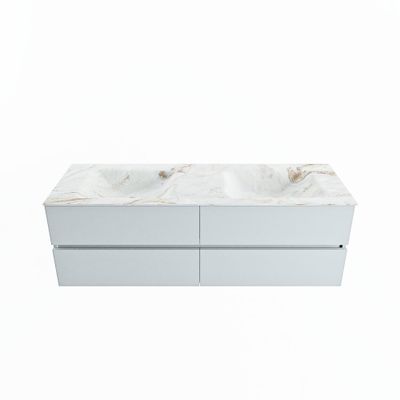 MONDIAZ VICA-DLUX 150cm badmeubel onderkast Clay 4 lades. Inbouw wastafel CLOUD dubbel 2 kraangaten, kleur Frappe.