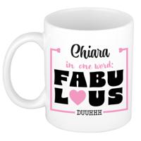 Naam mok Chiara - wit - Fabulous - keramiek - 300 ml - cadeau collega beker