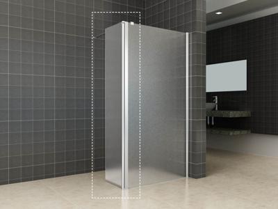 Wiesbaden Zijpaneel 35 x 200 cm met scharnierprofiel rechts chroom met 10 mm NANO geheel matglas