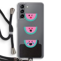 Smiley watermeloen: Samsung Galaxy S21 Transparant Hoesje met koord