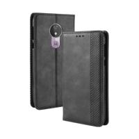 Magnetische gesp retro textuur horizontale Flip lederen case voor Motorola Moto G7 Power (EU-versie) met houder & card slots & portemonnee (zwart)
