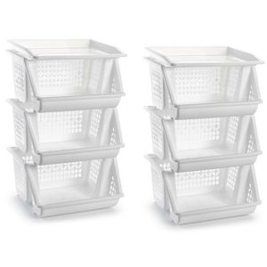 Pakket van 4x stuks van 3-laags witte opberg kratten/kasten/organizers 62 cm