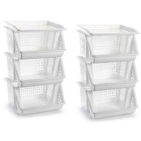 Pakket van 4x stuks van 3-laags witte opberg kratten/kasten/organizers 62 cm - thumbnail