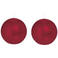 Trend Candles Bolkaars glad - 2x - bordeaux rood - 7 cm - 16 branduren - ronde kaarsen