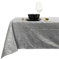 Tafelkleed kerst - grijs/zilver met goud - rechthoekig - polyester - 250 x 145 cm