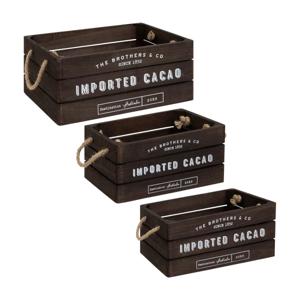 Atmosphera Opbergkisten set 3x stuks - hout - decoratief - vintage look - 35 x 25 x 15 cm