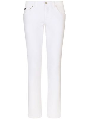 Dolce & Gabbana jean skinny à plaque logo - Blanc