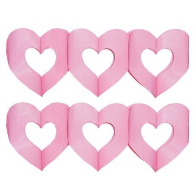 Hartjes feest slinger - 2x stuks - roze - 300 cm - papier - Feestartikelen - versieringen - bruiloft