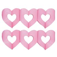 Hartjes feest slinger - 2x stuks - roze - 300 cm - papier - Feestartikelen - versieringen - bruiloft