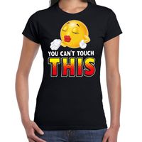 Funny emoticon t-shirt you cant touch this zwart dames - thumbnail