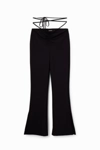 Gerimpelde broek met strik - BLACK - XXL