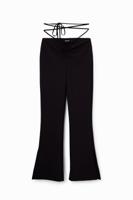 Gerimpelde broek met strik - BLACK - M Gerimpelde broek met strik - BLACK - M