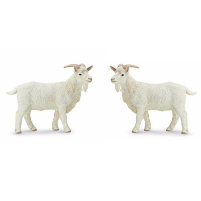 Set van 3x stuks plastic speelgoed figuur witte geiten bok 9 cm