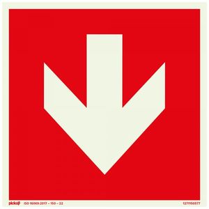 Bord Rood met pijl FTLM - 150x150 mm zelfklevend.