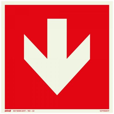 Bord Rood met pijl FTLM - 150x150 mm zelfklevend.