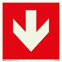 Bord Rood met pijl FTLM - 150x150 mm zelfklevend.
