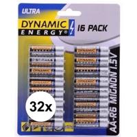 Dynamic Energie AA Batterijen - 32x stuks - 1.5V - Alkaline