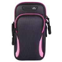 Multi-functionele universele dubbele laag rits sport arm Case telefoon tas met oortelefoon gat voor 6 6 inch of onder smartphones (roze)