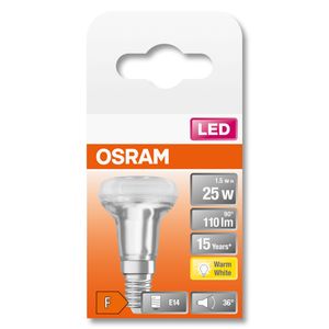 OSRAM 4058075433243 LED-lamp Energielabel F (A - G) E14 Reflector 1.5 W = 25 W Warmwit (Ø x l) 39 mm x 67 mm 1 stuk(s)