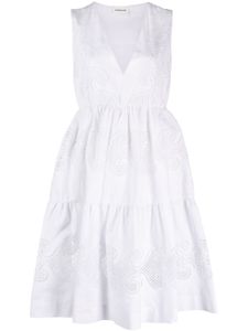 P.A.R.O.S.H. robe en dentelle à volants superposés - Blanc