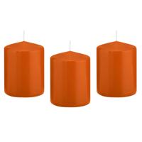 Trend Candles cilinder kaarsen - 8x - stompkaarsen - oranje - 6 x 8 cm - 29 branduren