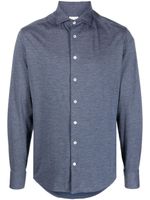 Traiano Milano patterned-jacquard long-sleeve shirt - Bleu