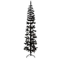 VidaXL Kunstkerstboom half met standaard smal 240 cm zwart
