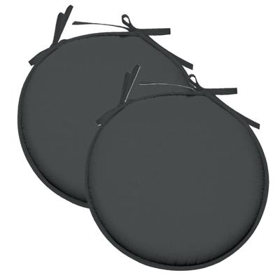 Stof Textile Home stoelkussens - 2x - antraciet - D40 x H3 cm - voor binnen - rond