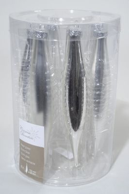 6 kerstpegels zilver glans-mat - Ksd