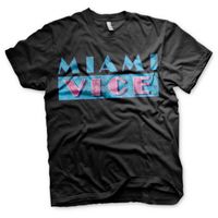 Jaren 80 verkleed thema Miami Vice t-shirt heren zwart - thumbnail