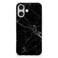 iPhone 16 plus | TPU | Siliconen hoesje | Marmer Zwart - Origineel Cadeau Vader
