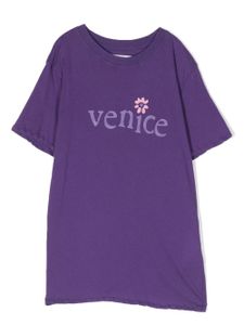 ERL t-shirt en coton à slogan imprimé - Violet