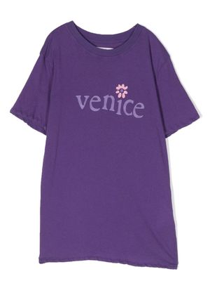 ERL t-shirt en coton à slogan imprimé - Violet