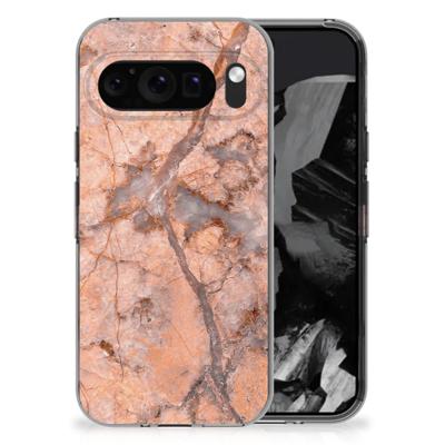 Google Pixel 9 Pro XL | TPU | Siliconen hoesje | Marmer Oranje