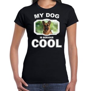 Duitse herdershonden t-shirt my dog is serious cool zwart voor dames 2XL  -