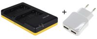 Duo lader voor 2 camera accu's Panasonic VW-VBT190 en VW-VBT380 + handige 2 poorts USB 230V adapter - thumbnail