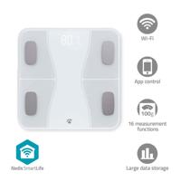 Nedis SmartLife Personenweegschaal | Bluetooth® | BMI / BMR / Botten / Gewicht / Spieren / Vet / Water | 12 | Piekbelasting: 180 kg | Android™ / IOS |