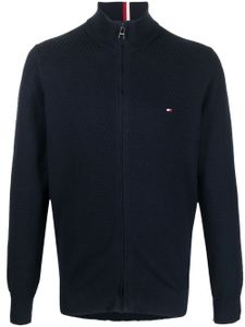 Tommy Hilfiger cardigan en coton à patch logo - Bleu