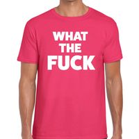 What the Fuck tekst t-shirt roze heren